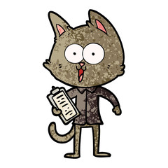 funny cartoon cat wearing shirt and tie
