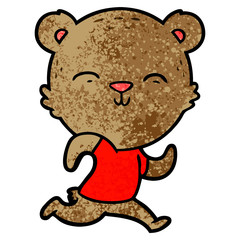 happy cartoon bear jogging