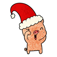 happy cartoon christmas pig
