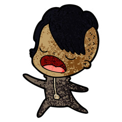 cartoon cool hipster girl talking