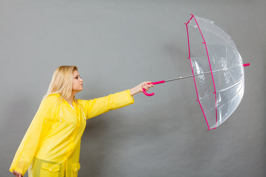 Woman Holding Transparent Umbrella