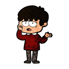 cartoon exhausted boy