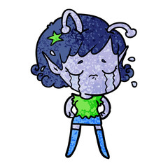 Obraz premium cartoon crying alien girl