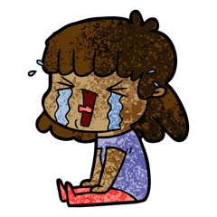cartoon woman in tears