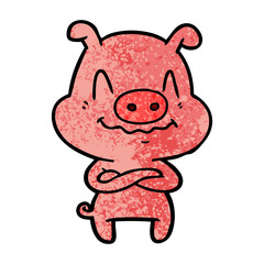 nervous cartoon pig
