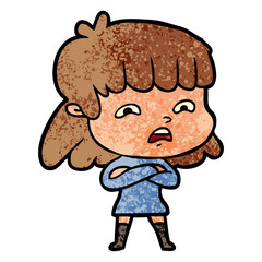 cartoon worried woman
