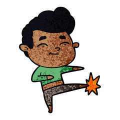 happy cartoon man kicking