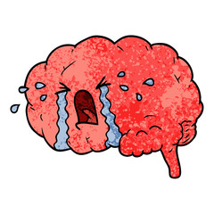 cartoon brain crying