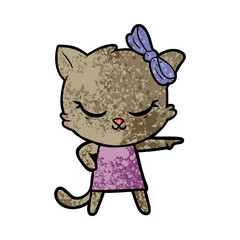 cute cartoon cat with bow