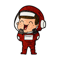 happy cartoon astronaut