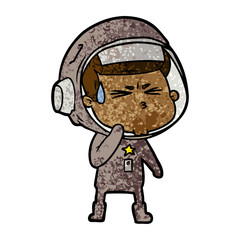 cartoon stressed astronaut
