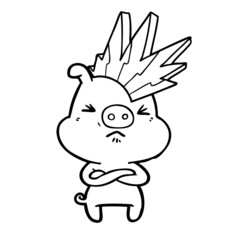 cartoon angry pig