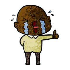 cartoon crying bald man