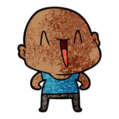 happy cartoon bald man
