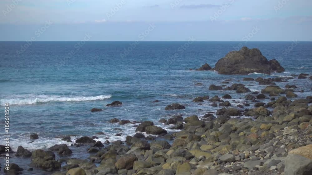 Poster Surf on a Rocky Beach of Atlantic Ocean, Tenerife, The Canaries