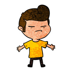 cartoon cool guy with fashion hair cut