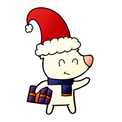 female polar bear with christmas present