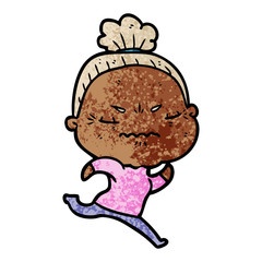 cartoon annoyed old lady