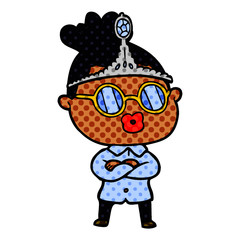 cartoon woman wearing spectacles and tiara