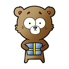 bear cartoon character with present