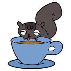 cartoon squirrel drinking tea