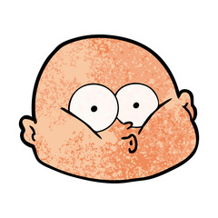 cartoon curious bald man