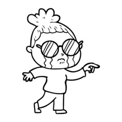 cartoon crying woman wearing spectacles