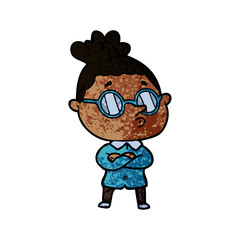 cartoon woman wearing glasses