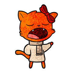 cartoon cat in winter clothes