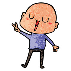 happy cartoon bald man