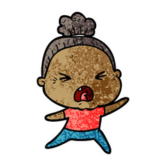 cartoon angry old woman