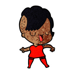 cute cartoon girl with hipster haircut