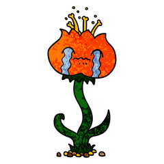 cartoon flower crying