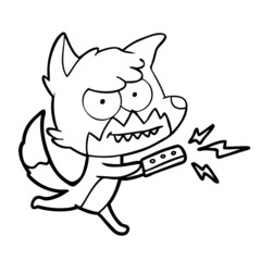 cartoon grinning fox with remote control