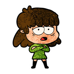 cartoon tired woman