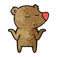 happy cartoon bear shrugging shoulders