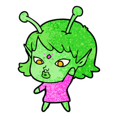 pretty cartoon alien girl