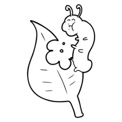 cartoon caterpillar munching leaf
