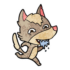 cartoon hungry wolf running