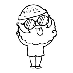 man with beard sticking out tongue