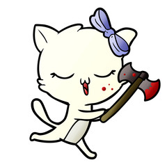 cartoon cat with bow on head