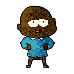cartoon tired bald man