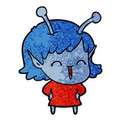 cartoon happy alien girl