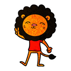 cartoon lion giving peac sign