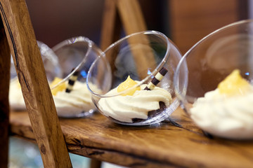 Brownie in glass on the shelf