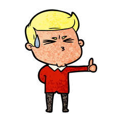 cartoon man sweating