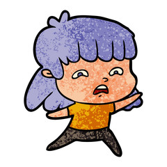 cartoon worried woman