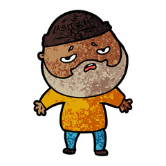 Obraz premium cartoon worried man with beard