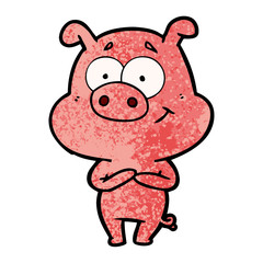 happy cartoon pig