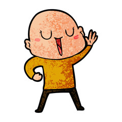 happy cartoon bald man